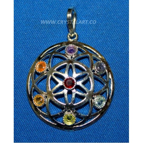 Chakra Domed Metal Pendant