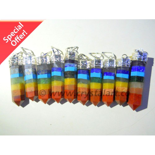 Chakra Bonded Pencil Point Cap Pendants