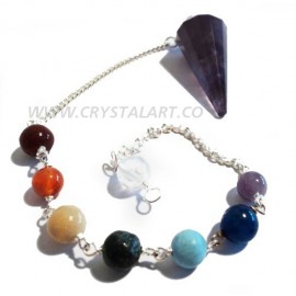 Amethyst Agate Chakra Chain 12 Faceted Pendulum