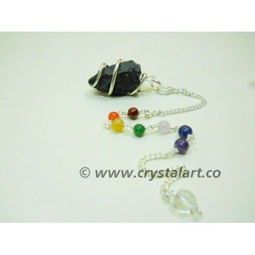 Black Tourmaline Gemstone Natural Point Chakra Chain Pendulum