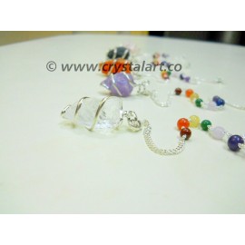 Mix Gemstone Natural Point Chakra Chain Pendulum