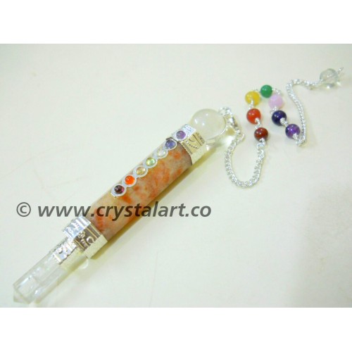 Sunstone Gemstone Healing Stick Chakra Chain Pendulum