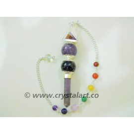 Amethyst Three Piece Chakra Chain Pendulum