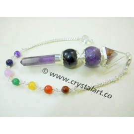 Amethyst Three Piece Chakra Chain Pendulum