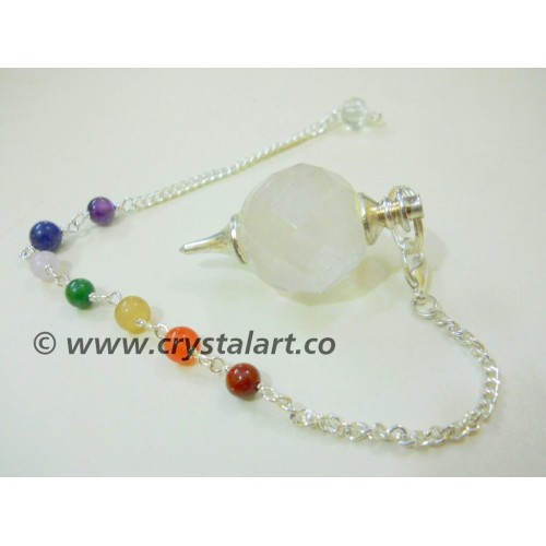 Faceted Quartz Chakra Chain Pendulum