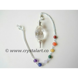 Clear Quartz Faceted Ling Chakra Chain Pendulum