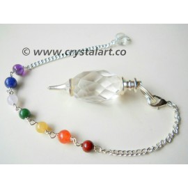 Clear Quartz Faceted Ling Chakra Chain Pendulum