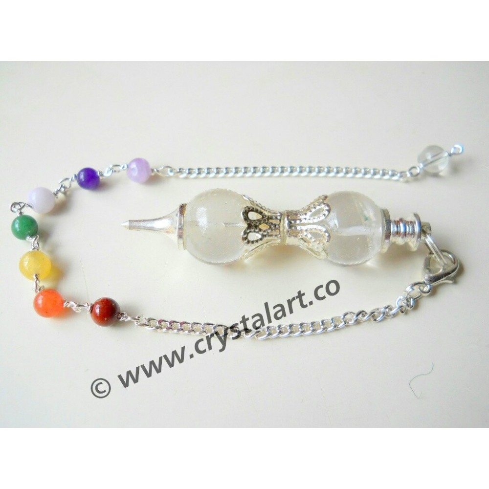 Clear Quartz Three Piece Chakra Chain Pendulum