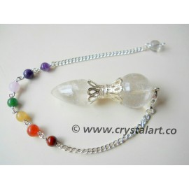 Clear Quartz Drop Three Piece Chakra Chain Pendulum