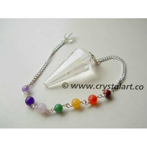 Clear Quartz Chakra Chain Pendulum