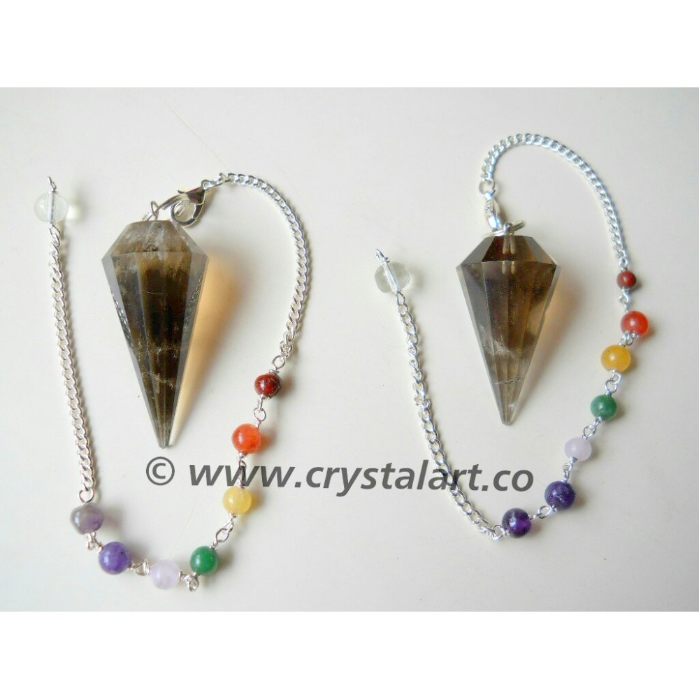 Smoky Quartz Faceted Chakra Chain Pendulum