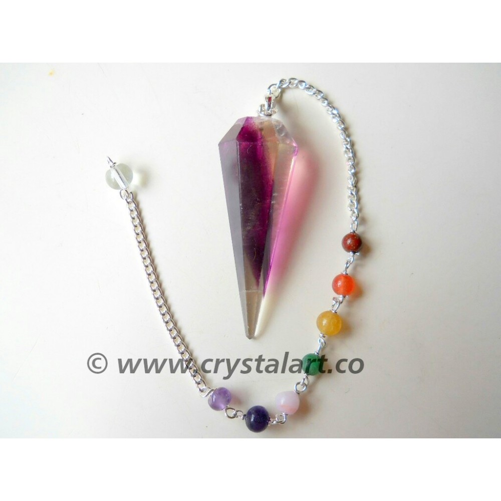 Purple Fluorite Faceted Chakra Chain Pendulum