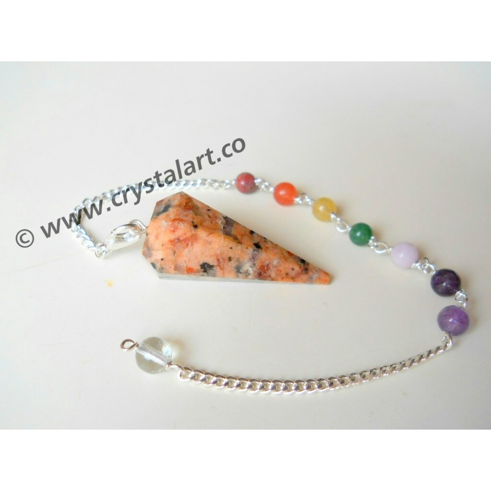 Dalmation Jasper Faceted Chakra Chain Pendulum