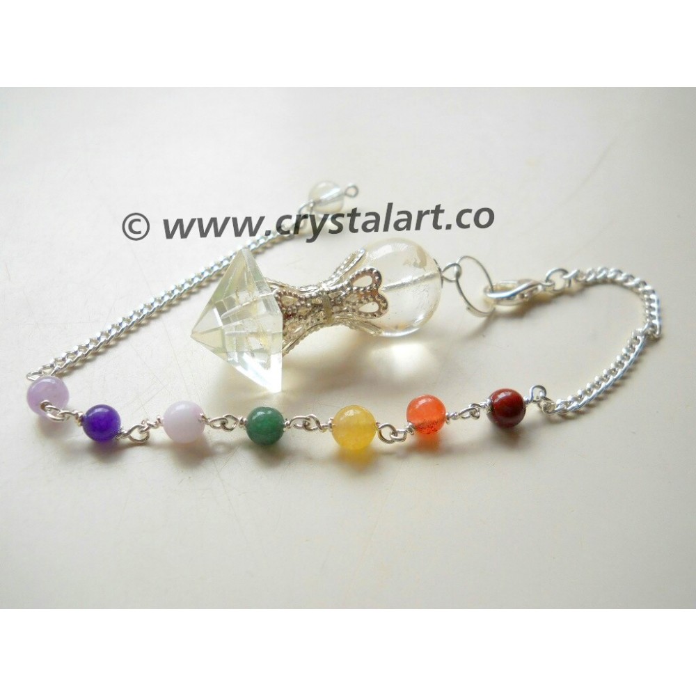 Clear Quartz Pyramid Chakra Chain Pendulum