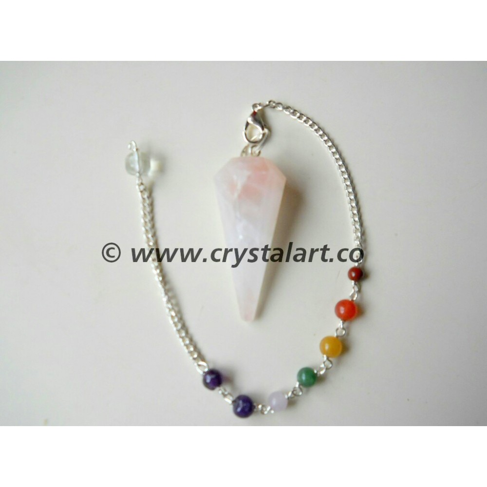 Rose Quartz Faceted Chakra Chain Pendulum