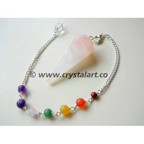 Rose Quartz Faceted Chakra Chain Pendulum