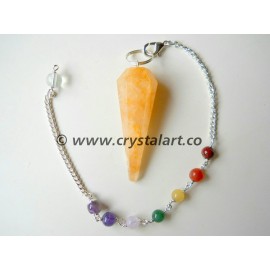 Golden Quartz Faceted Chakra Chain Pendulum