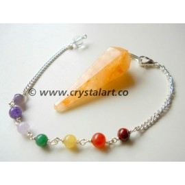 Golden Quartz Faceted Chakra Chain Pendulum