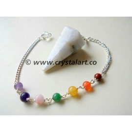 White Rainbow Moonstone Faceted Chakra Chain Pendulum