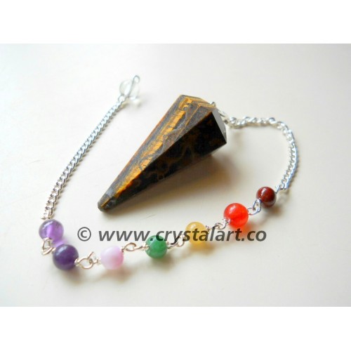 Tiger Eye Faceted Chakra Chain Pendulum