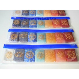 Gemstone Chakra Symbol Engraved Square Set