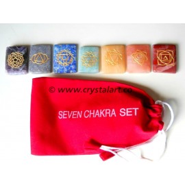 Gemstone Chakra Symbol Engraved Square Set