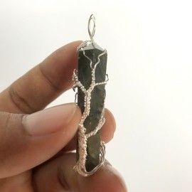 Labradorite Double Terminated Points Fully Wrapped Pendants