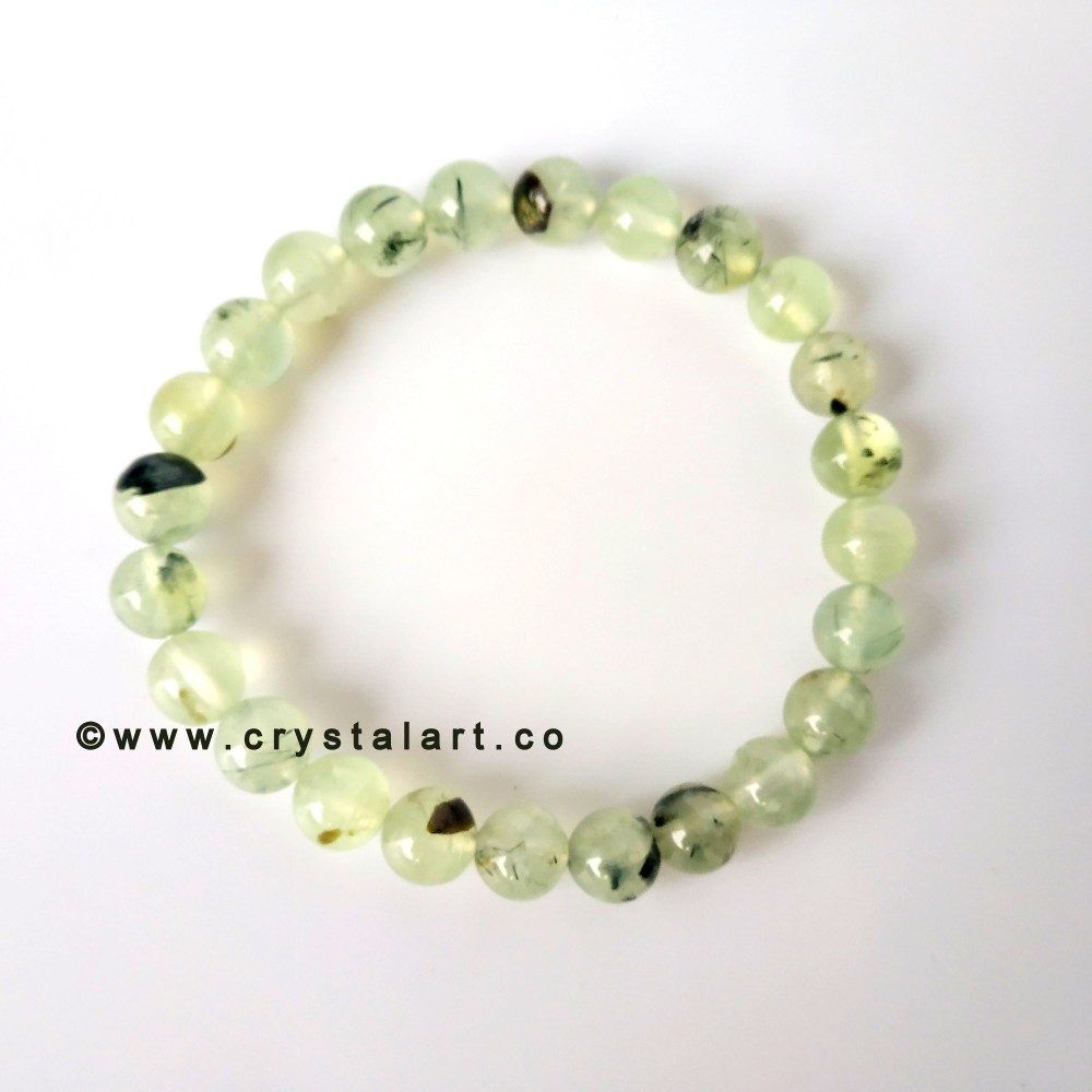 Prehnite Epidot 8 MM Natural Stones Plane Beads Bracelets Unisex