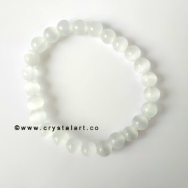 Selenite 8 MM Natural Stones Plane Beads Bracelets Unisex