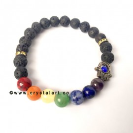 Lava stone hamsa charm 8 mm beads bracelets