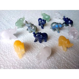 Mix Agate Stone 1.5 - 2 Inch Trunk Up Elephant