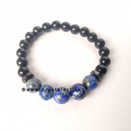 Blood Circulation Magnets 10 × 8 Lapis Lazule, Black Obsidian Plane Beads Bracelets Unisex