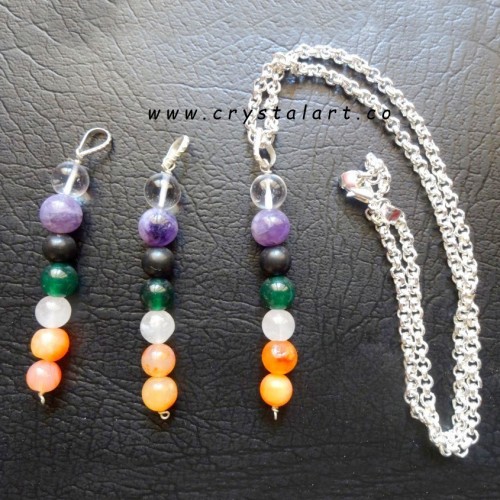 Seven Chakra Layered Natural Stone Beaded Pendants