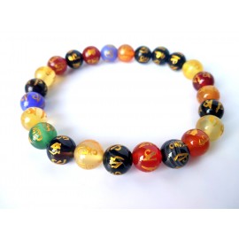 Chakra Sanskrit With OM Symbol 8 MM Plane Beads Bracelets