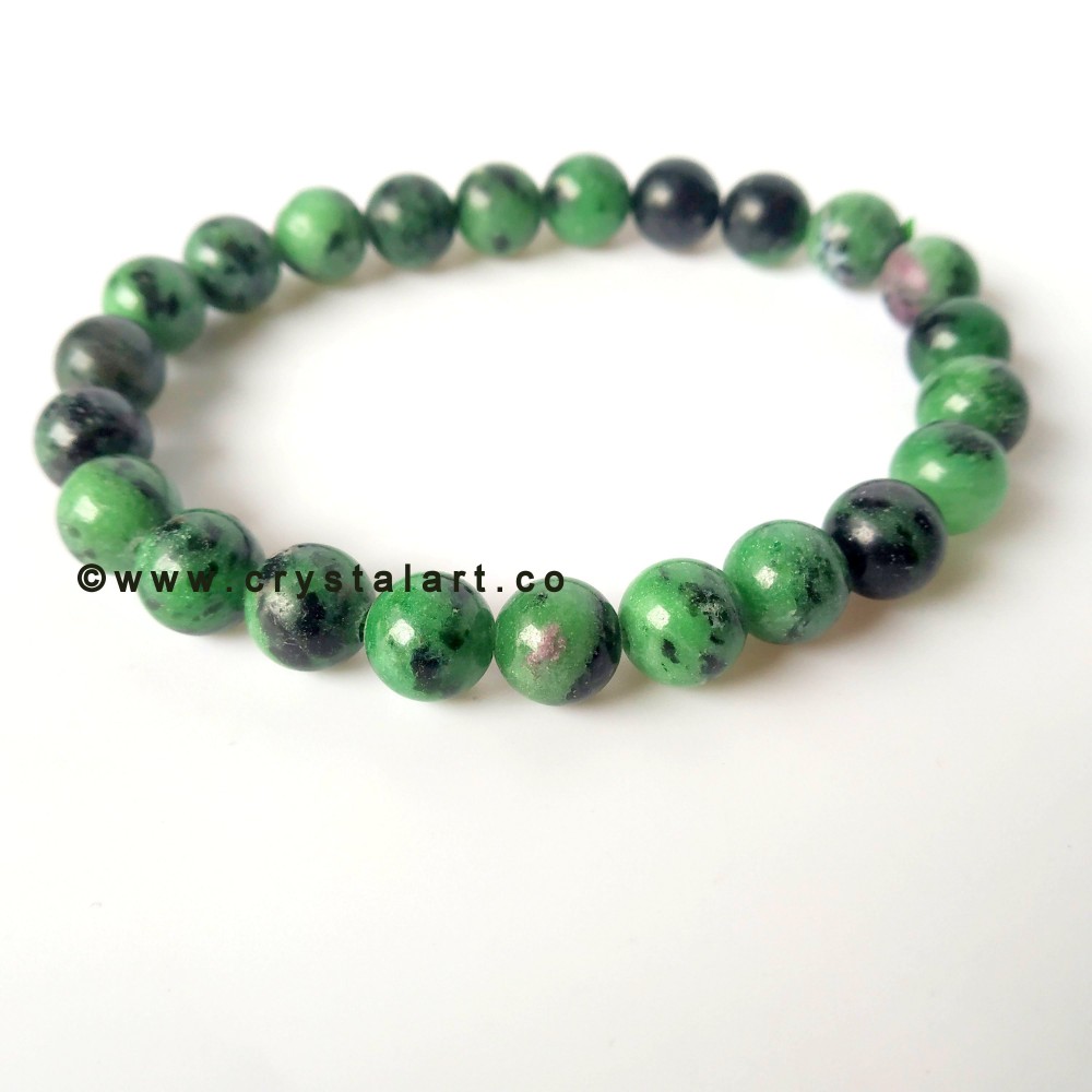 Ruby Zoisite 8 MM Natural Stones Plane Beads Bracelets Unisex