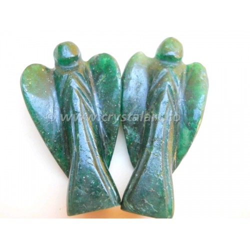 Green Myca Carved 2 Inch Angel