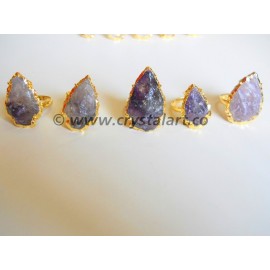 Amethyst Agate Electroplated Arrowheads Finger Ring