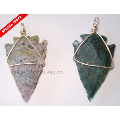 Metal Wrapped Designed Arrowheads Pendants