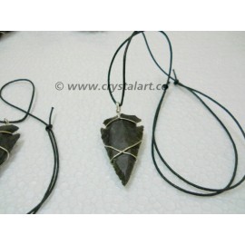 Black Fancy Agate Metal Wire Wrapped Arrowheads Pendants