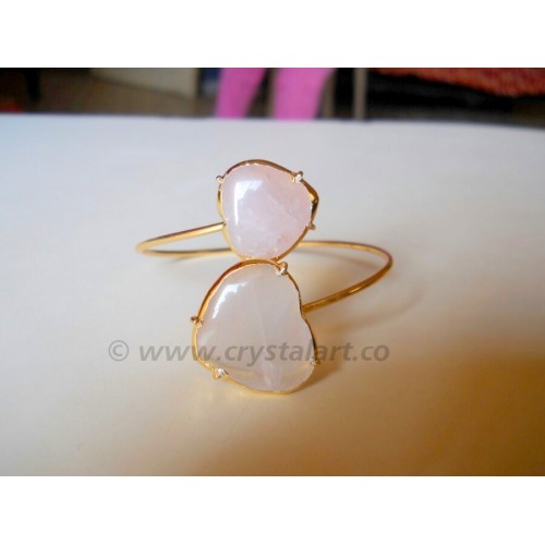 Rose Quartz ElectroPlated Heart Shape Bangle