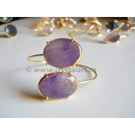 Amethyst Electroplated Cabochon Shape Bangle