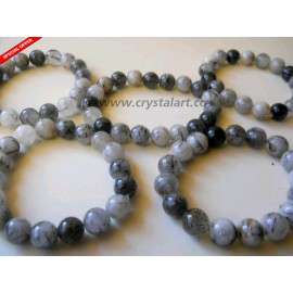 Black Rutile Quartz 10 MM Plane Beads Bracelets