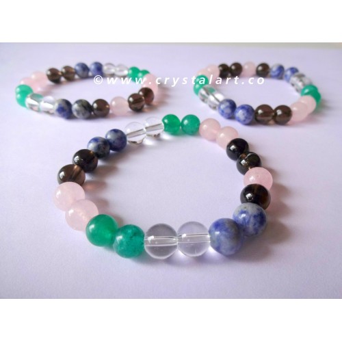 Mix Gemstone 2 Pieces Plane Beads Bracelets