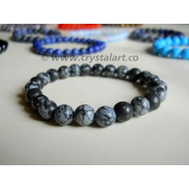 Snow Flake Obsidian Plane 8 MM Beads Bracelets