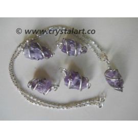 Amethyst Agate Wire Wrapped Natural Pendant