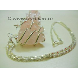 Rose Quartz Wire Wrapped Natural Pendants