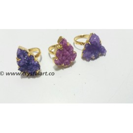 Gemstone Druzy Electroplated Finger Rings