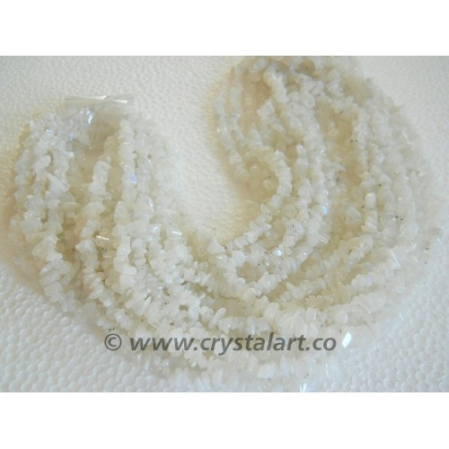 White Rainbow Moonstone Chips 36 Inches Strings