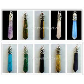 Gemstone Faceted Slopped Cap Point Pendants