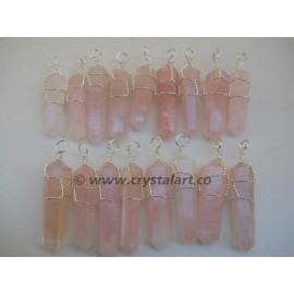 ROSE QUARTZ DOUBLE TERMINATED PENDANTS